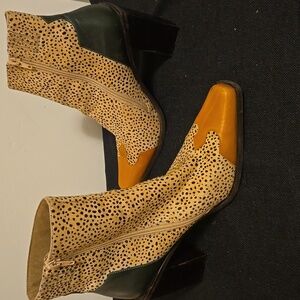 Jeffrey Campbell Ankle Boots - Spotted Tan, Green, and Orange